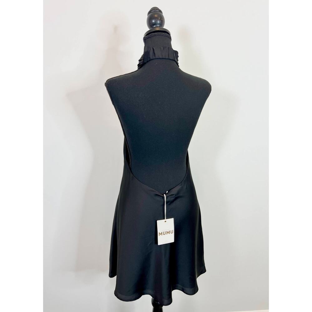 Show Me Your Mumu Jasmine Halter Dress in Black Large Mini Satin Party Gothic - Picture 2 of 4